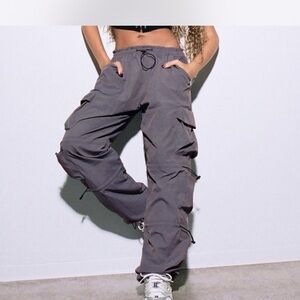 Garage Charcoal nylon parachute pants